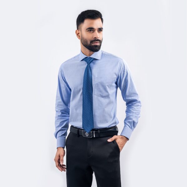 Richman Men’s Blue Texture Full Sleeve Regular Fit Shirt